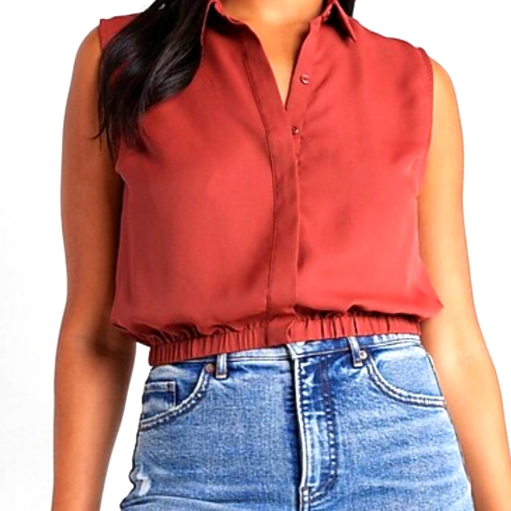 EXPRESS Sleeveless Banded Bottom Portofino Shirt